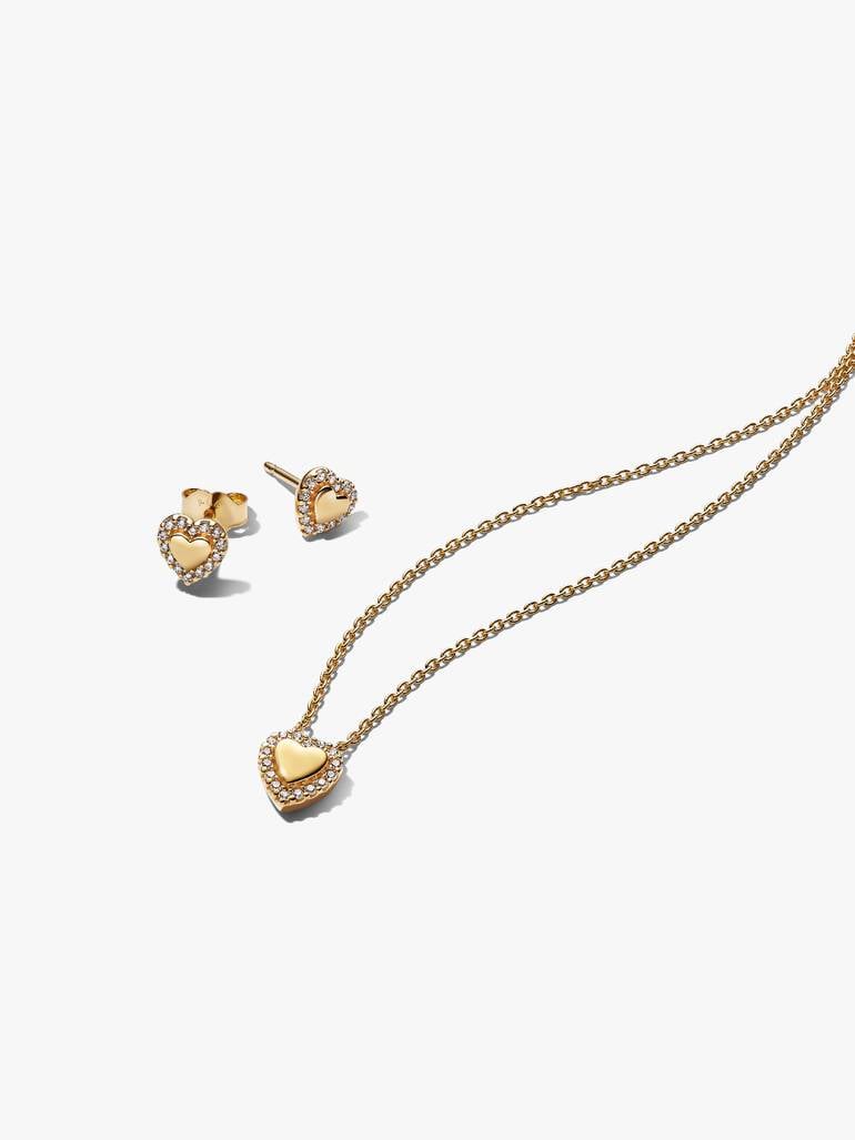 Heart Halo Necklace & Earrings Gift Set