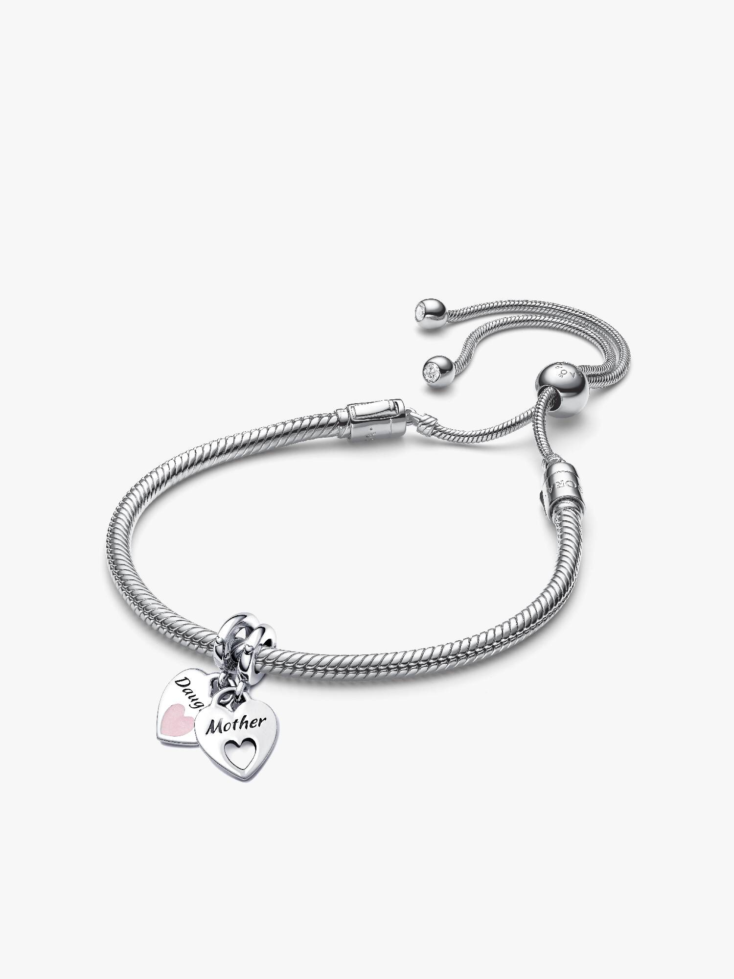 Mother Daughter Splittable Heart Charm and Bracelet Set