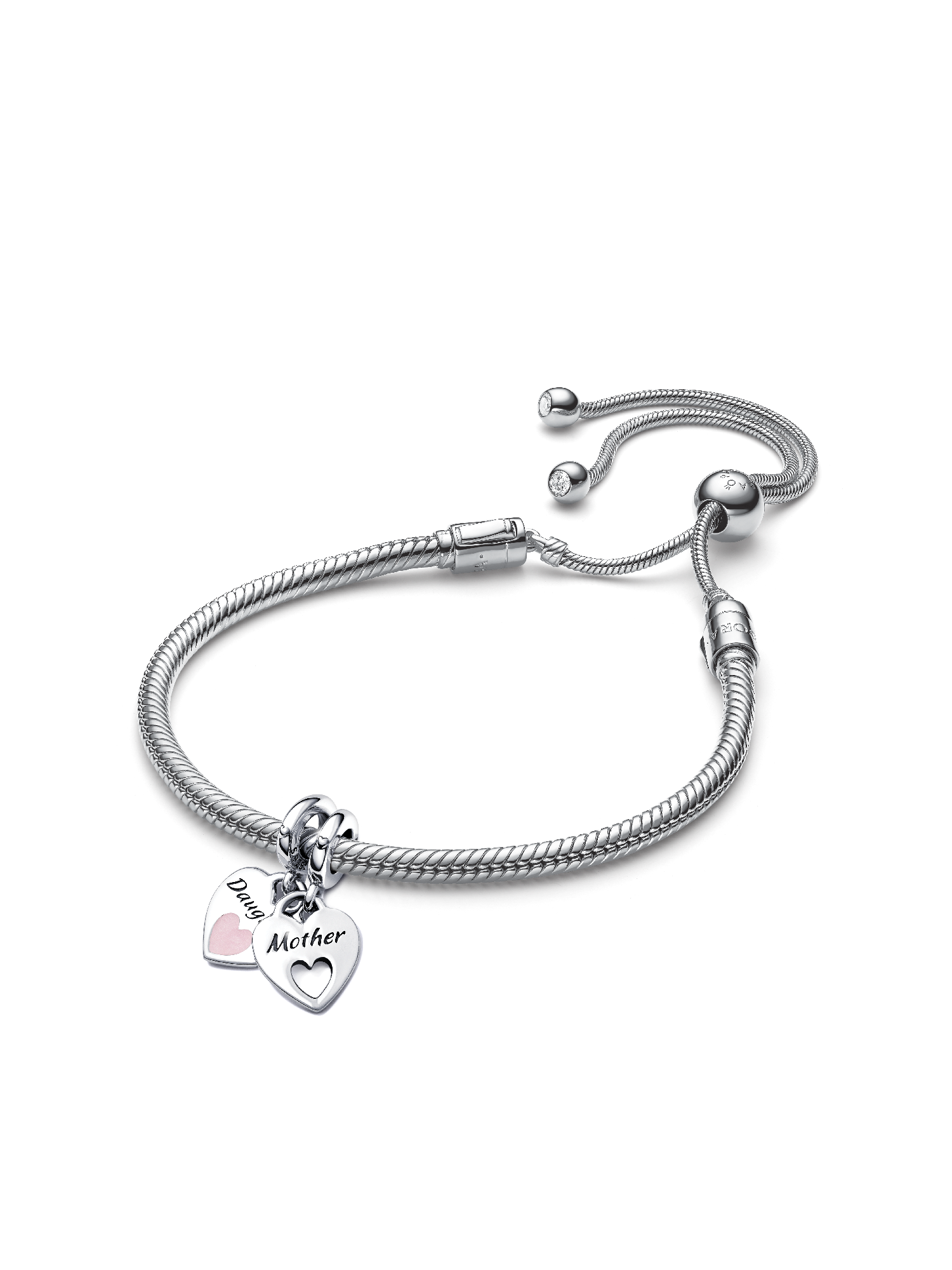Mother Daughter Splittable Heart Charm and Bracelet Set