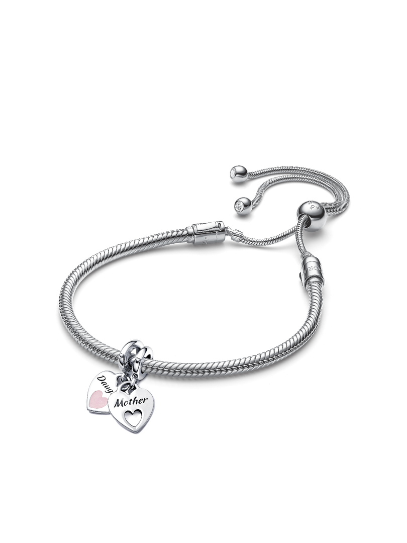 Mother Daughter Splittable Heart Charm and Bracelet Set