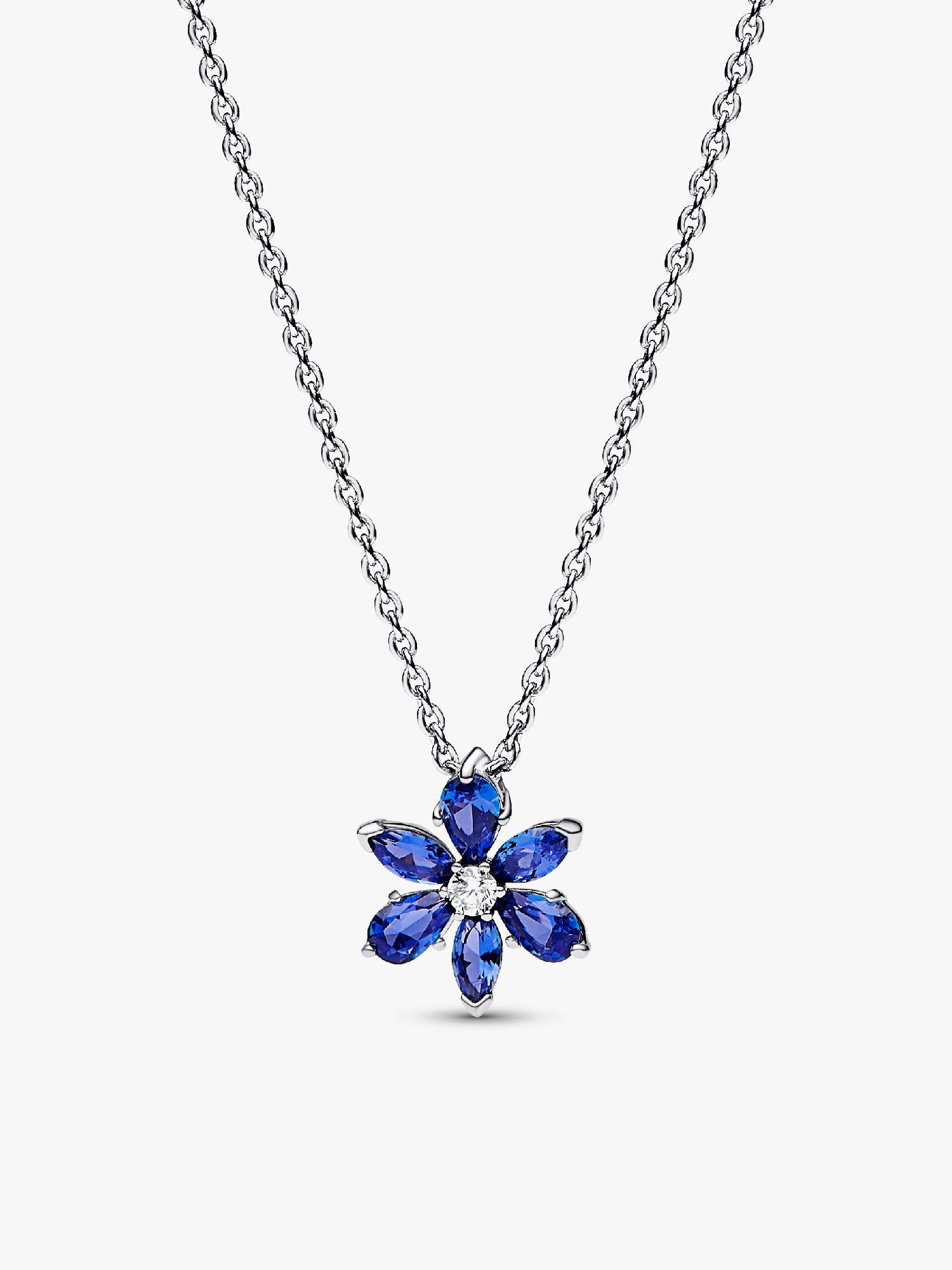 Collier à pendentif Herbier bleu scintillant