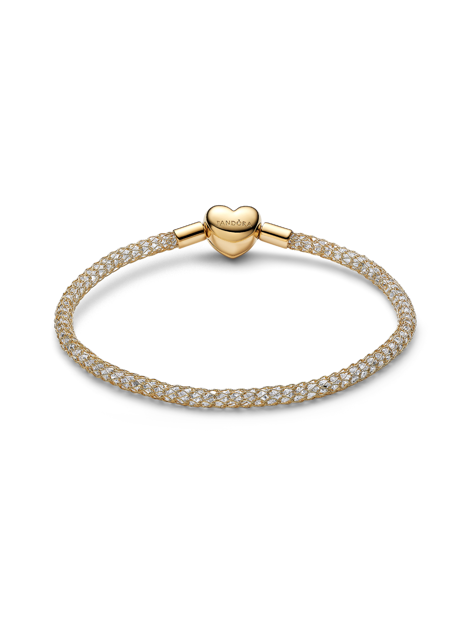 Heart Clasp Sparkling Mesh Bracelet