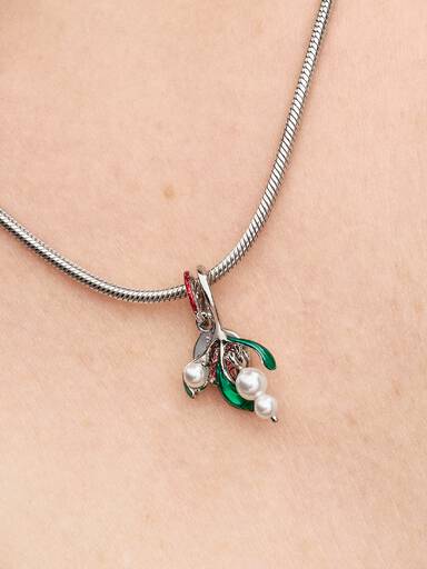 Charm pendentif gui plaqué au platine