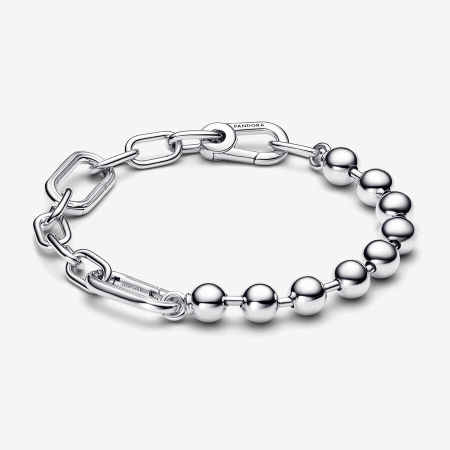 Pandora ME Metal Bead & Link Chain Bracelet - Sterling silver - Sz. 23 cm