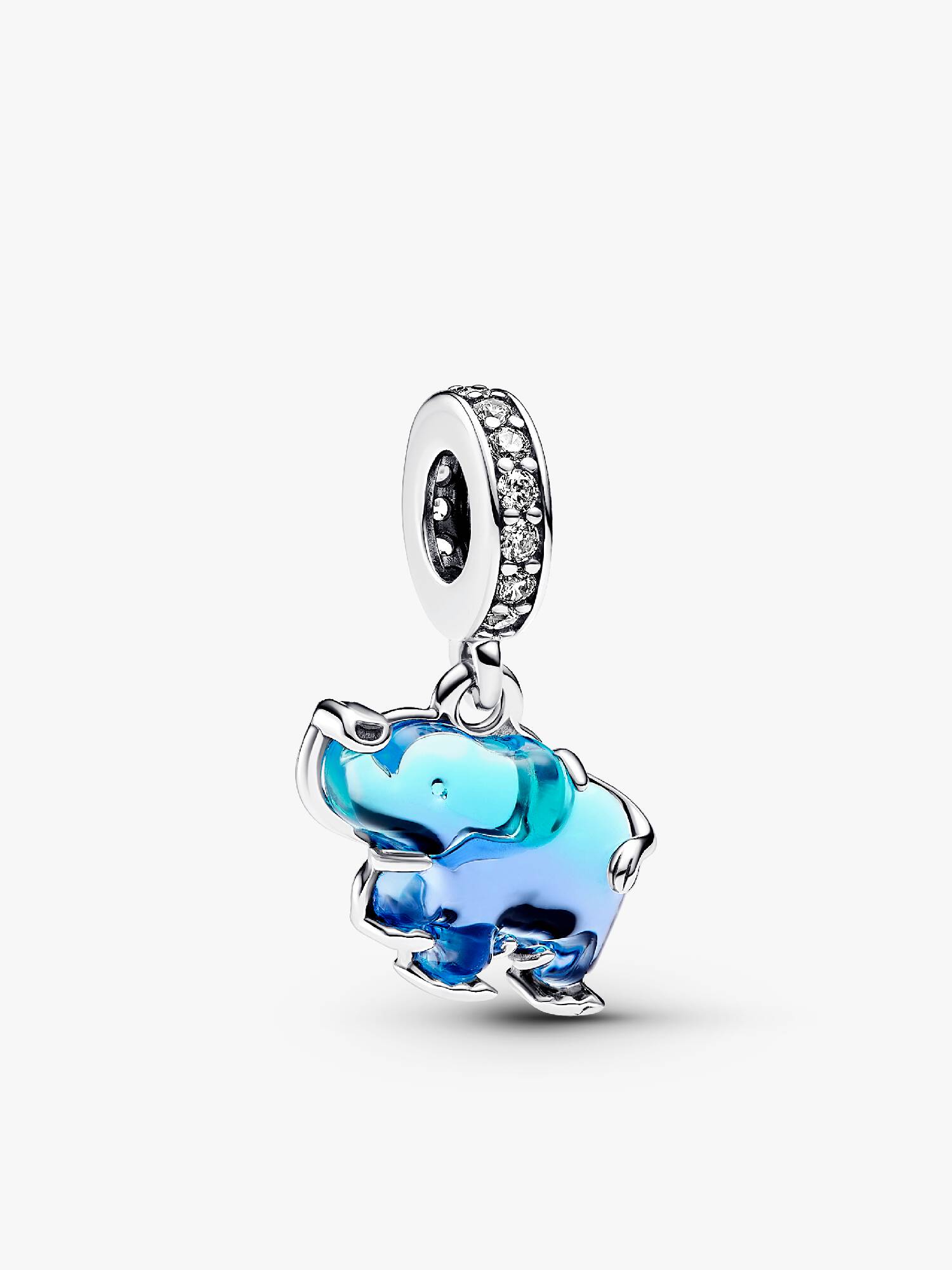 Blue Murano Glass Elephant Dangle Charm