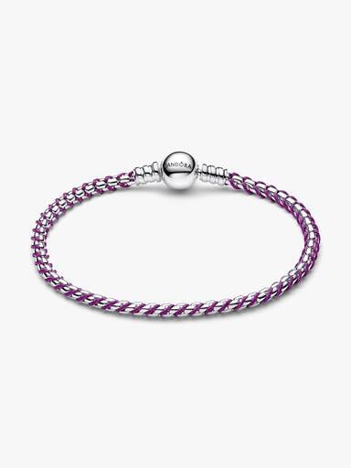 Bracelet à chaîne cubique avec cordon mauve