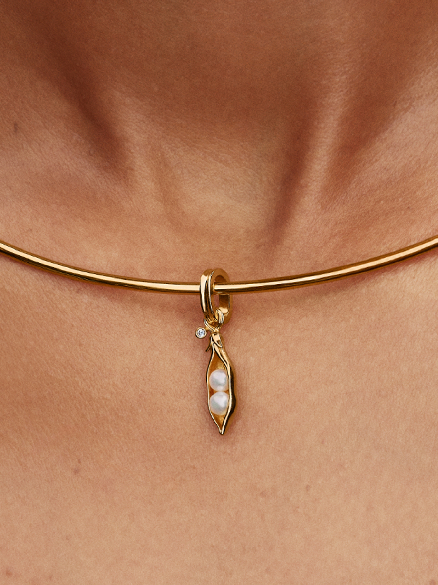 Treated Freshwater Cultured Baroque Pearl Peas in a Pod Dangle Charm