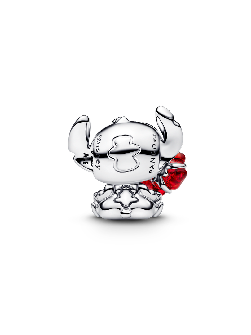 Charm Rose et Stitch en verre de Murano de Disney