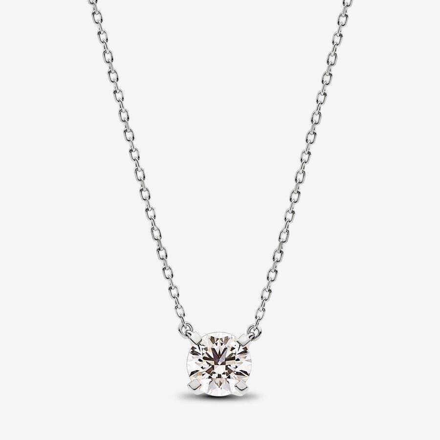 Pandora Era diamant cultivé en laboratoire collier à pendentif avec 1,00 carat tw en or blanc 14 K image number 0