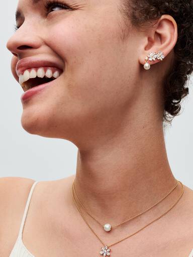 Treated Freshwater Cultured Pearl & Stone Drop Earrings