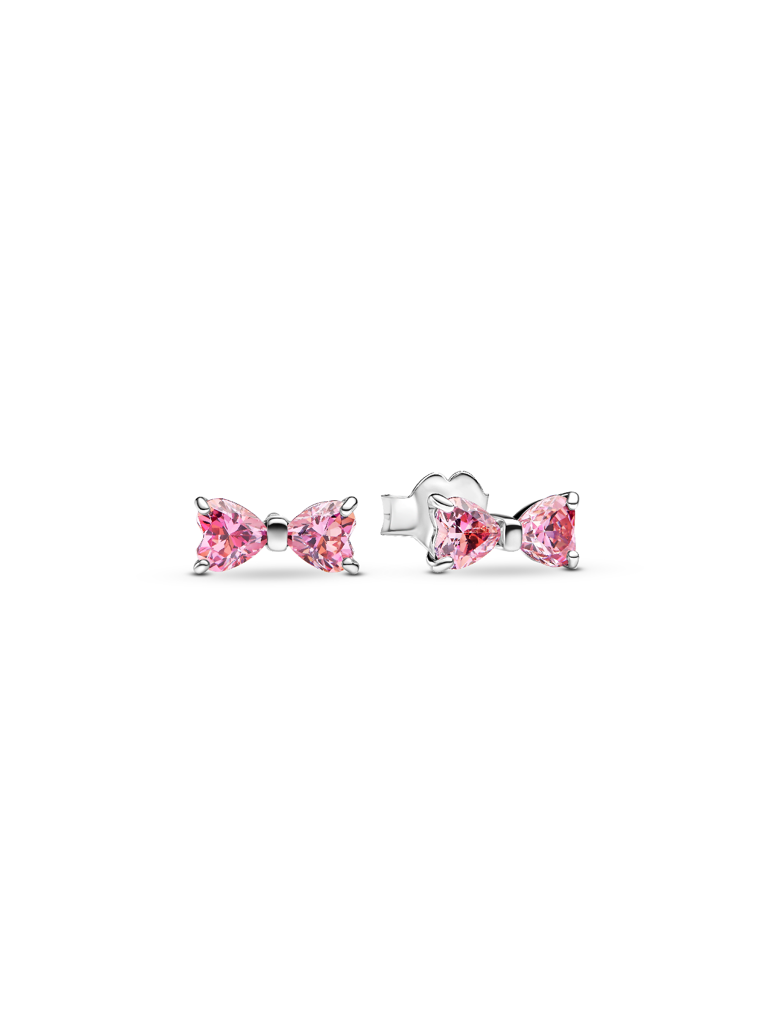 Small Sparkling Pink Bow Stud Earrings
