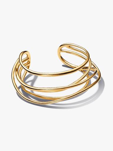 Bracelet rigide ouvert avec fil de forme organique