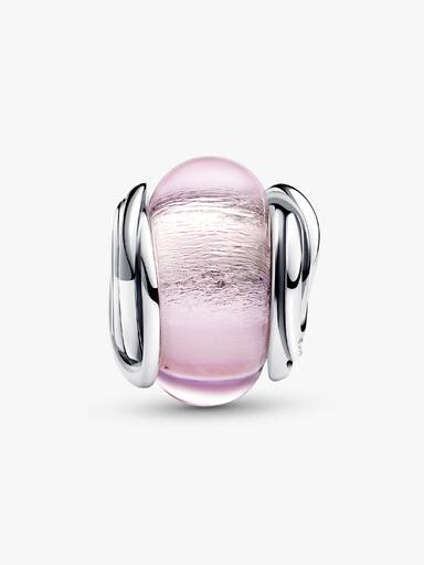Encircled Pink Murano Glass Charm