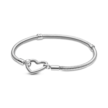 Bracelet à chaîne serpentine et fermoir en forme de cœur Pandora Moments