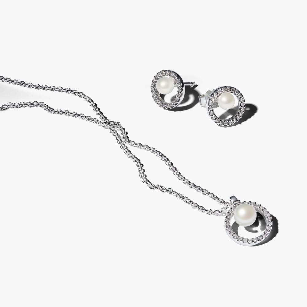 Treated Freshwater Cultured Pearl & Pavé Jewellery Gift Set