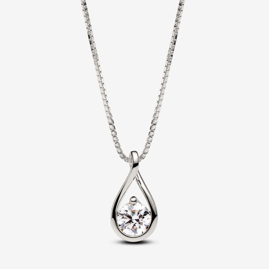 Pandora Infinite diamant créé en laboratoire collier à pendentif avec 1,00 carat tw en or blanc 14 K avec image number 0