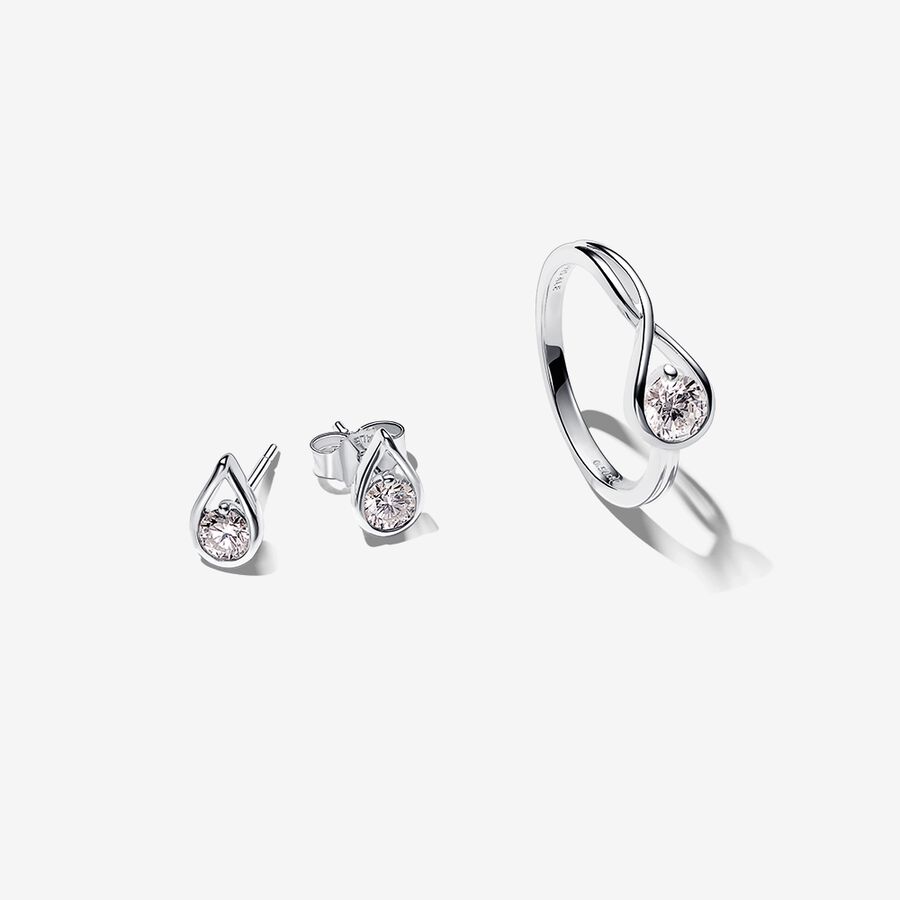 Pandora Infinite diamant cultivé en laboratoire ensemble d’bagues et de boucles d’oreilles avec 1 ct tw en argent silver image number 0