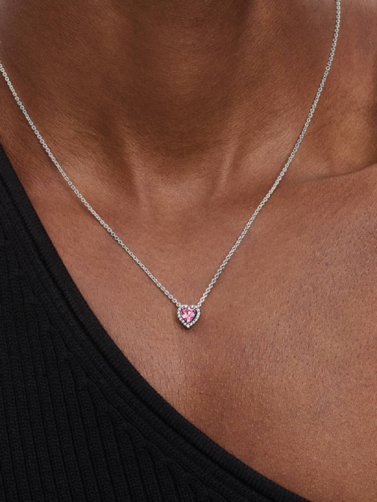Collier Cœur rose surélevé