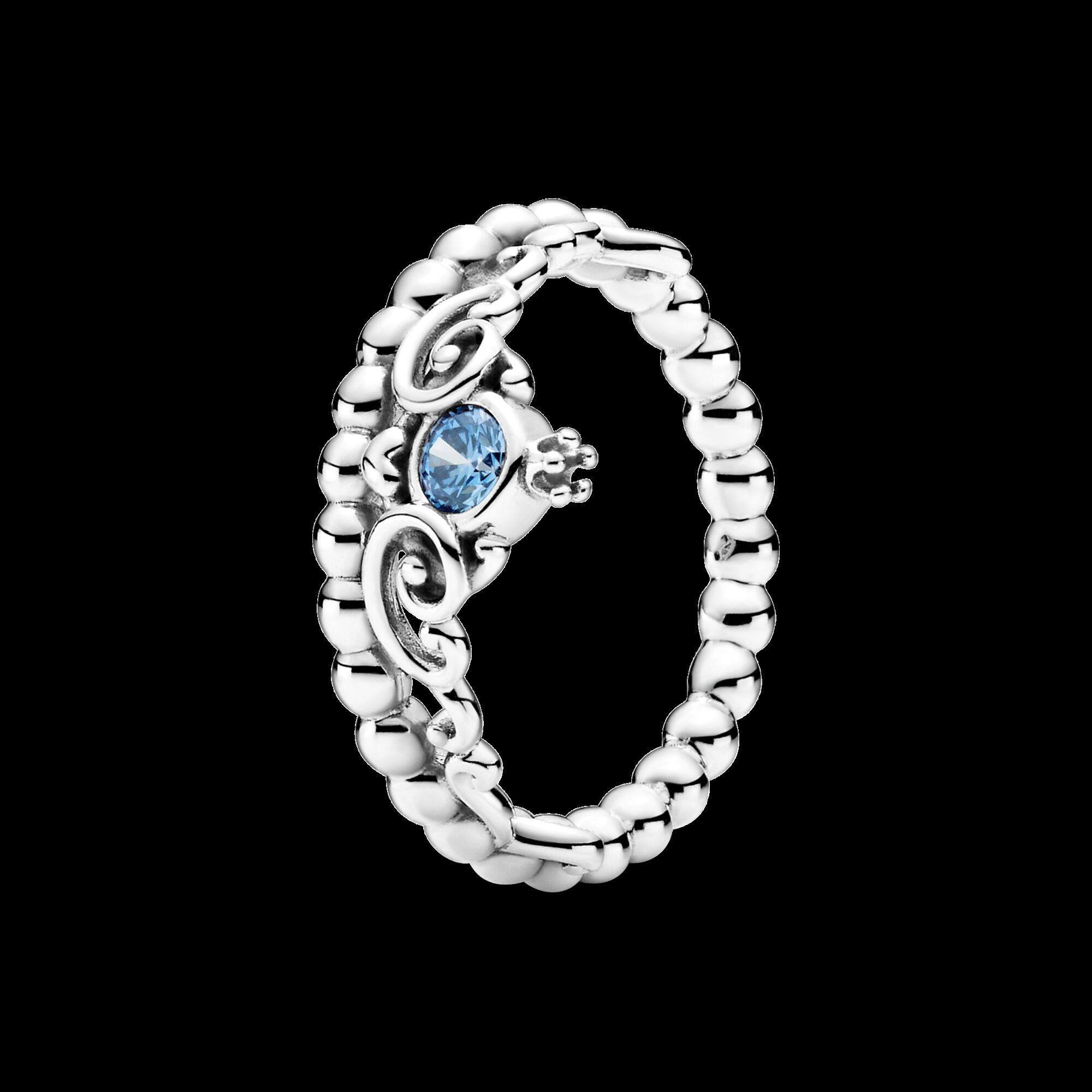 PANDORA Disney Cinderella Blue Tiara Princess Ring, Size 56