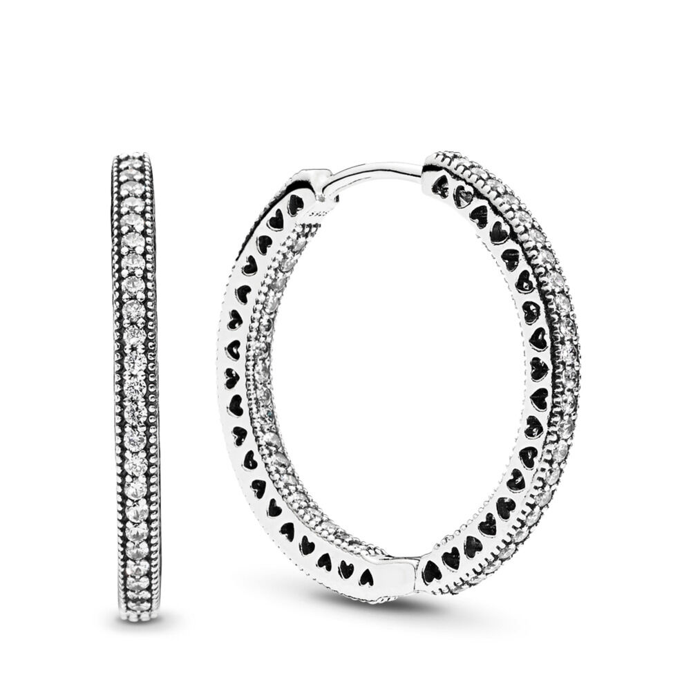 Sparkle & Hearts Hoop Earrings | Sterling silver | Pandora Canada