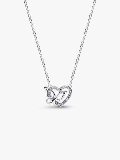 Collier à pendentif Cœur et papillon entrelacés