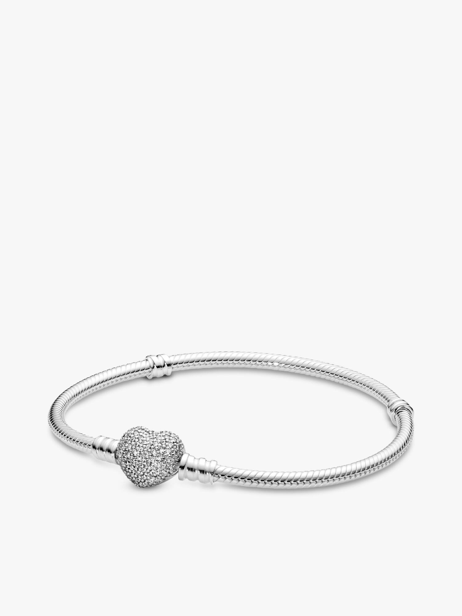 Bracelet à fermoir en cœur scintillant et à chaîne serpentine Pandora Moments