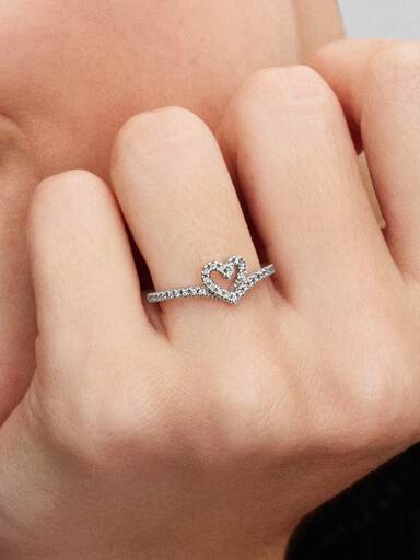 Bague coeur scintillant