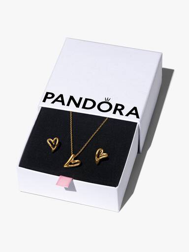 Organically Shaped Heart Necklace & Earrings Gift Set