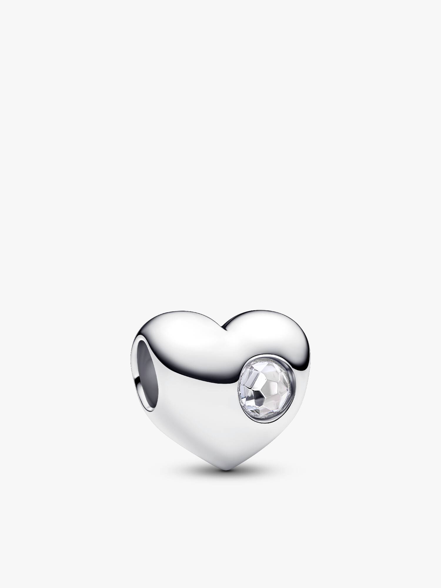 Engravable April Clear Stone Heart Charm