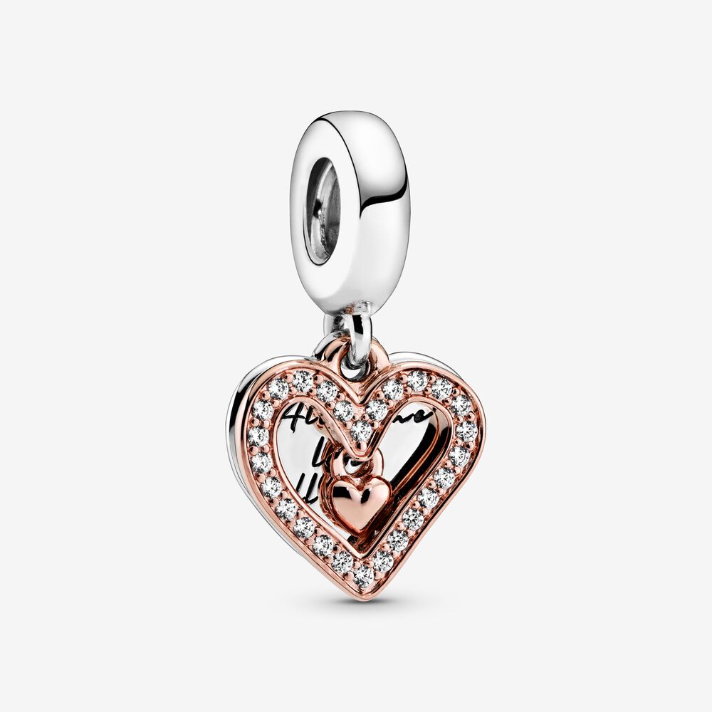 Sparkling Freehand Heart Dangle Charm | Two-tone | Pandora Canada