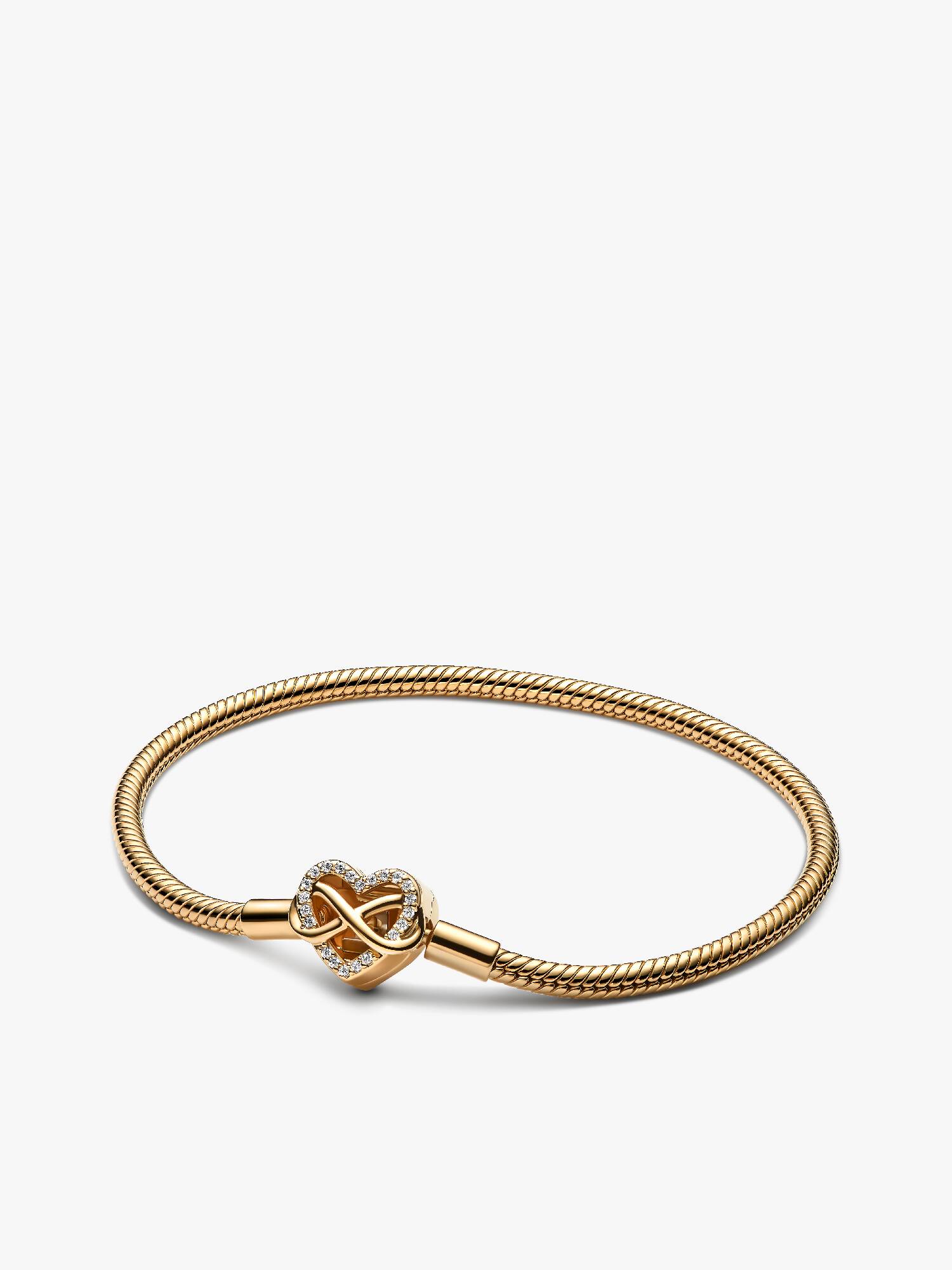 Bracelet à chaîne serpentine avec fermoir cœur infini scintillant