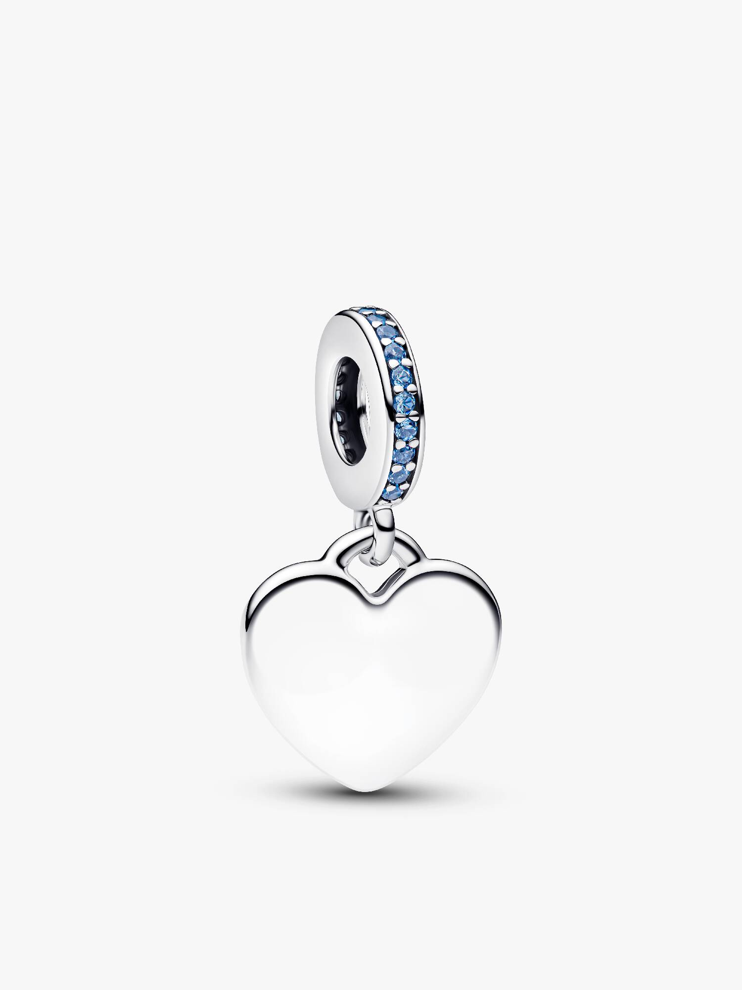 Engravable Heart Blue Stone Dangle Charm