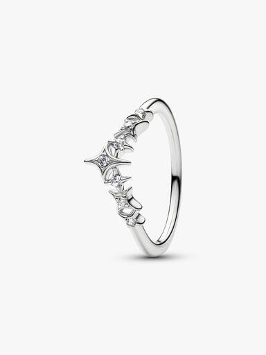 Tiara Stars Ring, Platinum Plated