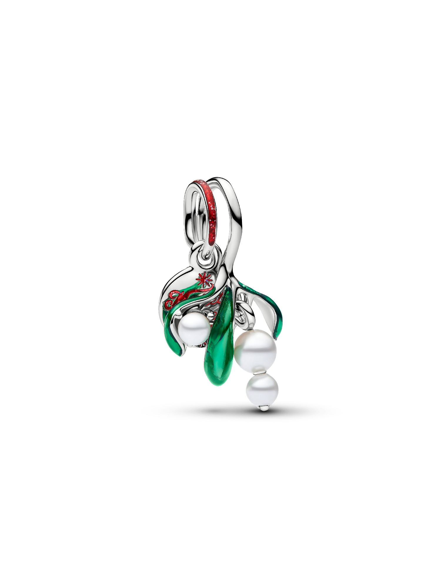 Mistletoe Dangle Charm, Platinum Plated