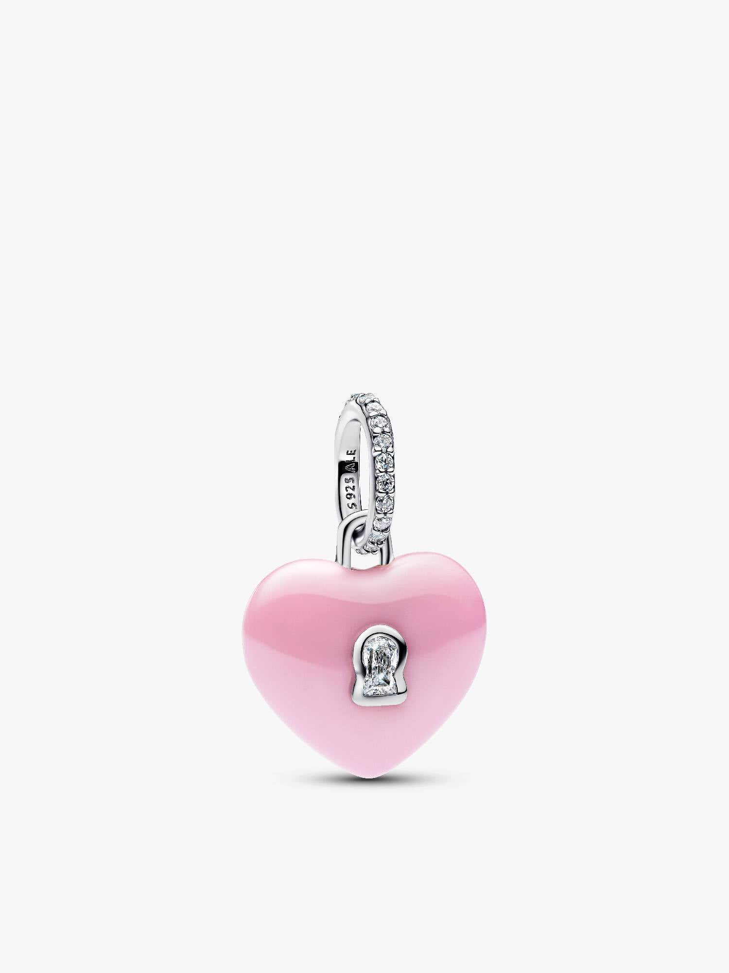 Charm-pendentif Cadenas en cœur en céramique rose