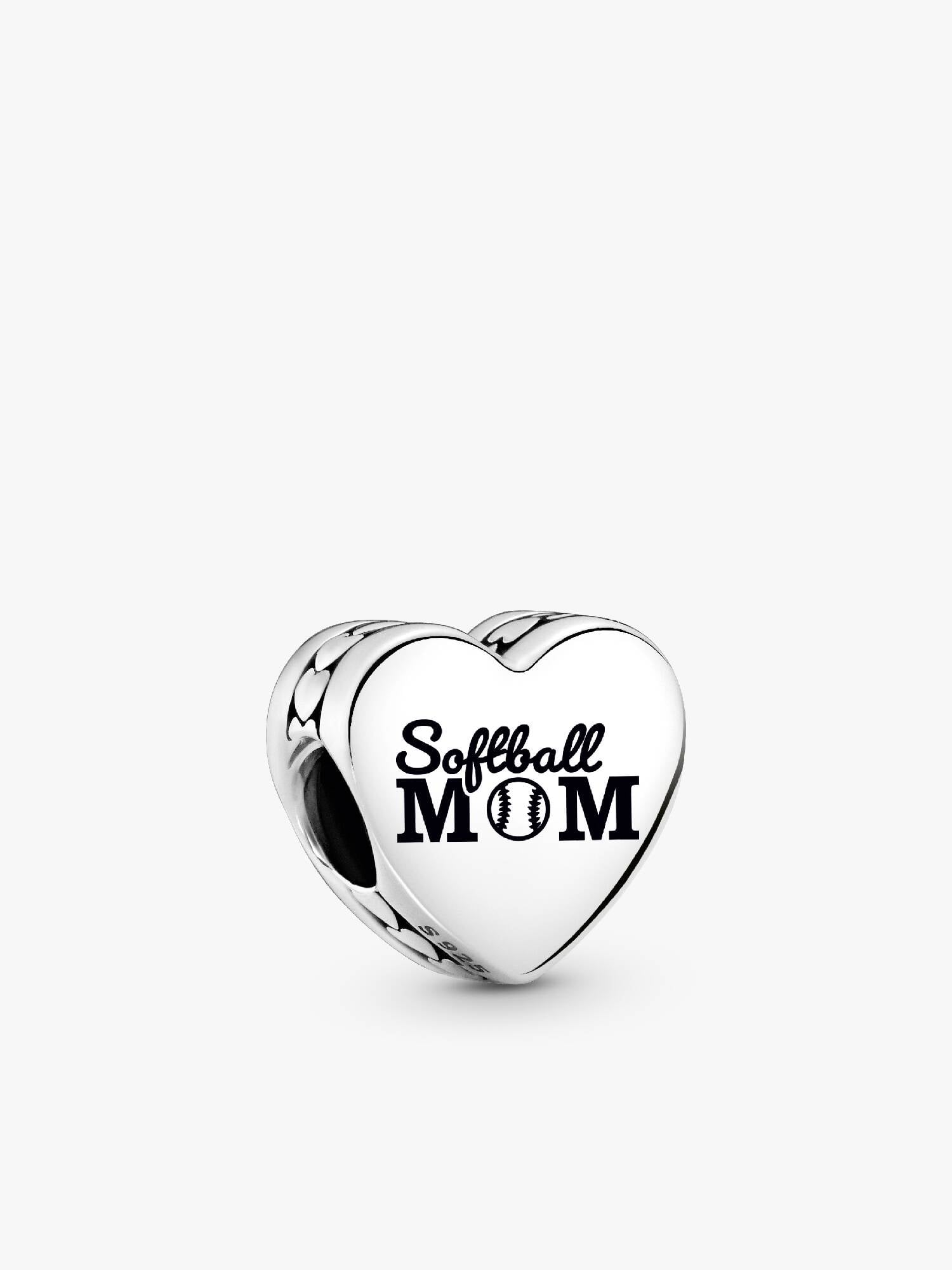  Softball Mom Heart Charm