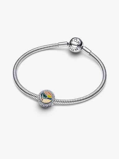 Engravable Beach Heart Scene Charm
