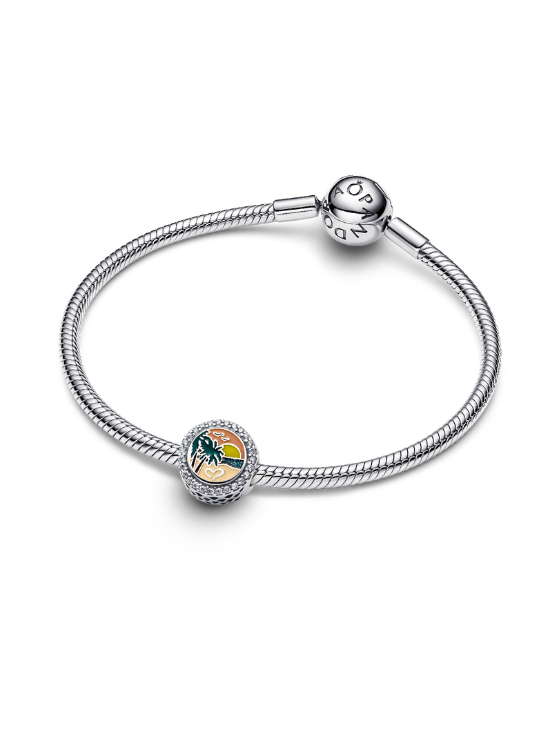 Engravable Beach Heart Scene Charm