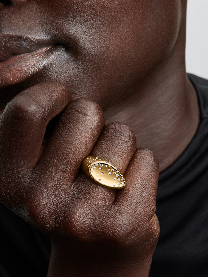 Stone-Set Oval Domed Signet Ring