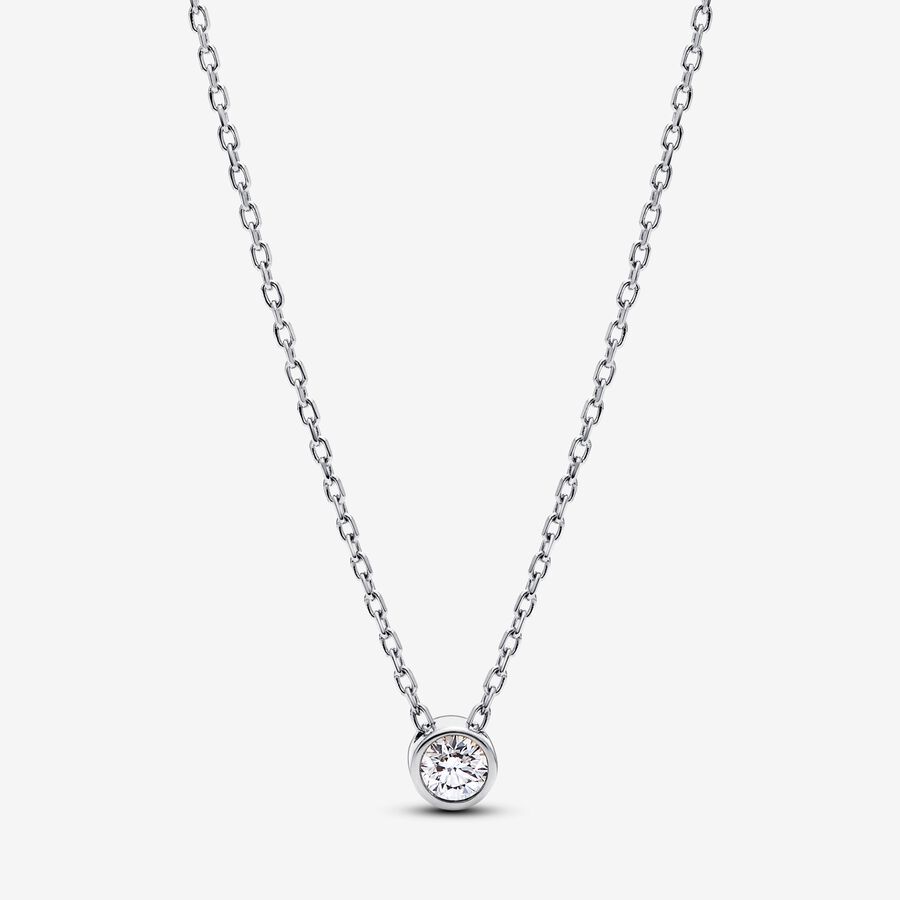 Pandora Era diamant cultivé en laboratoire au serti clos collier à pendentif avec 0,15 carat tw en argent silver image number 0