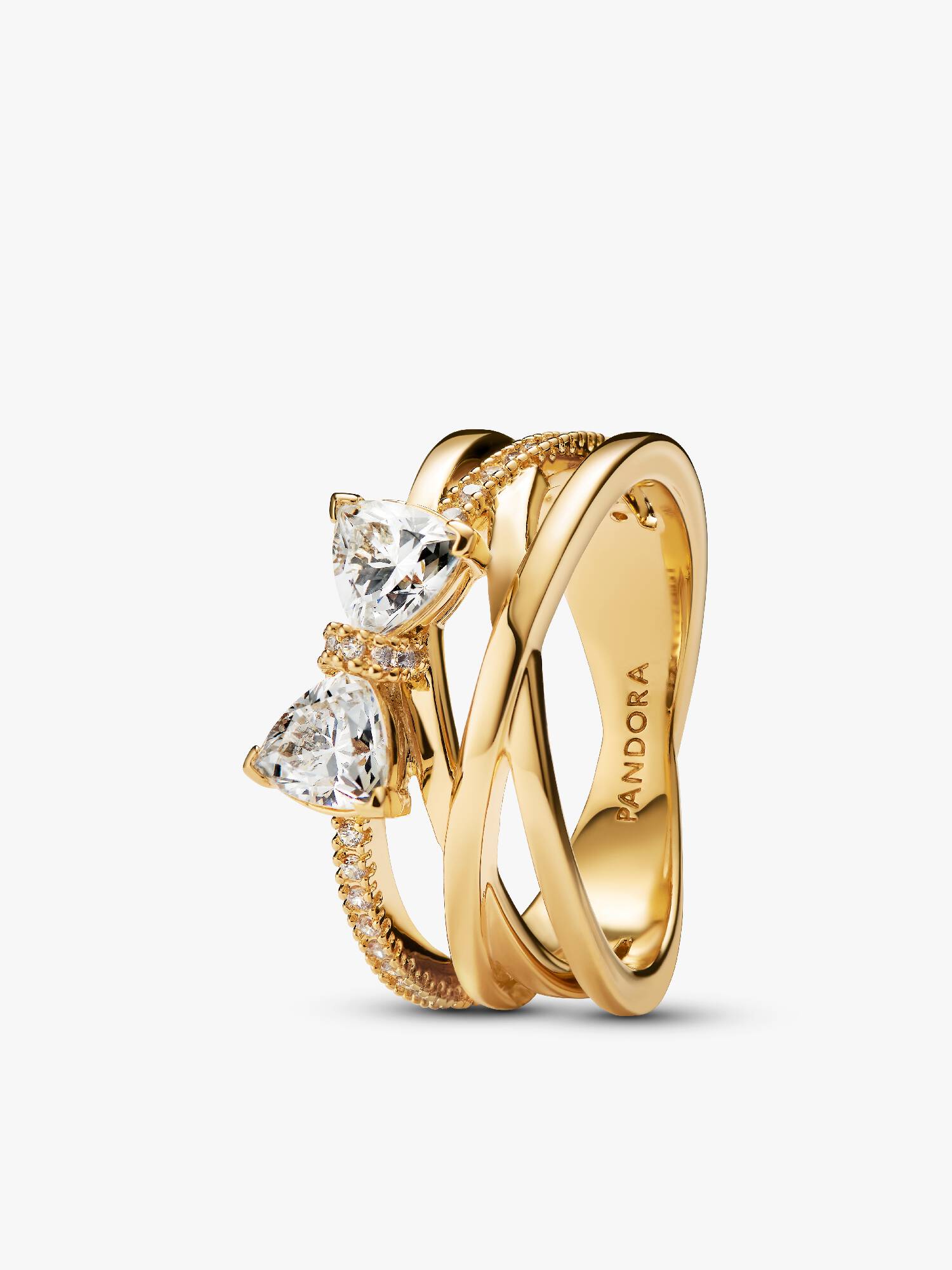 Sparkling Bow & Crossover Band Ring