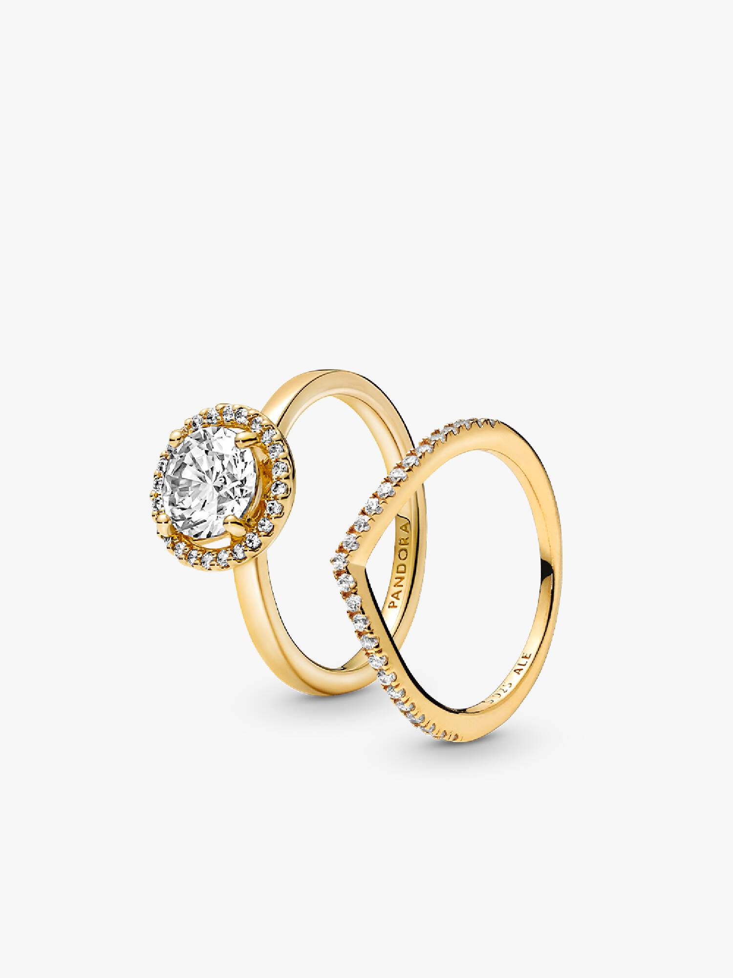 Halo of Gold Sparkling Wishbone Ring Set