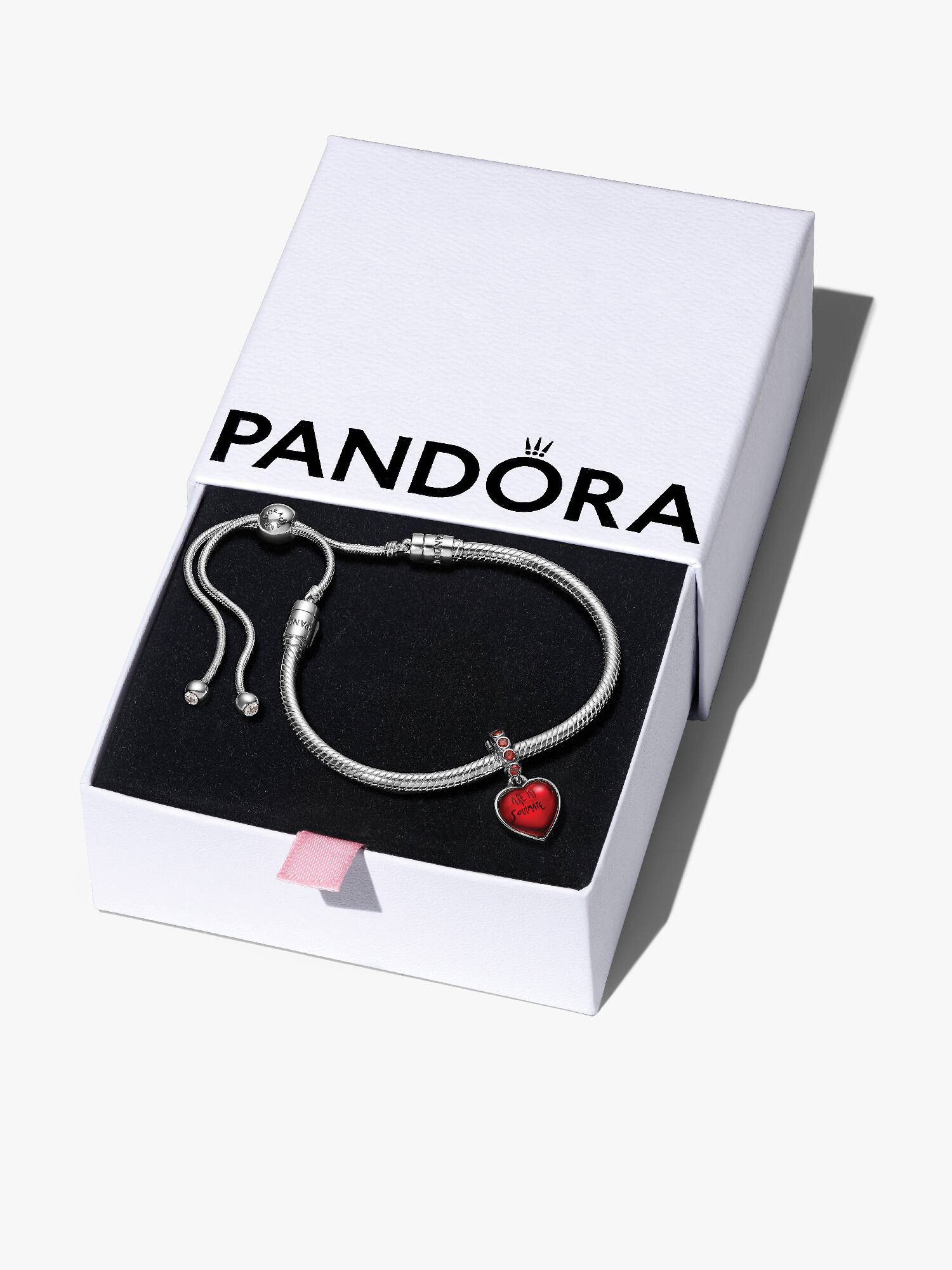 Ensemble-cadeau bracelet à charm Cœur en verre de Murano rouge