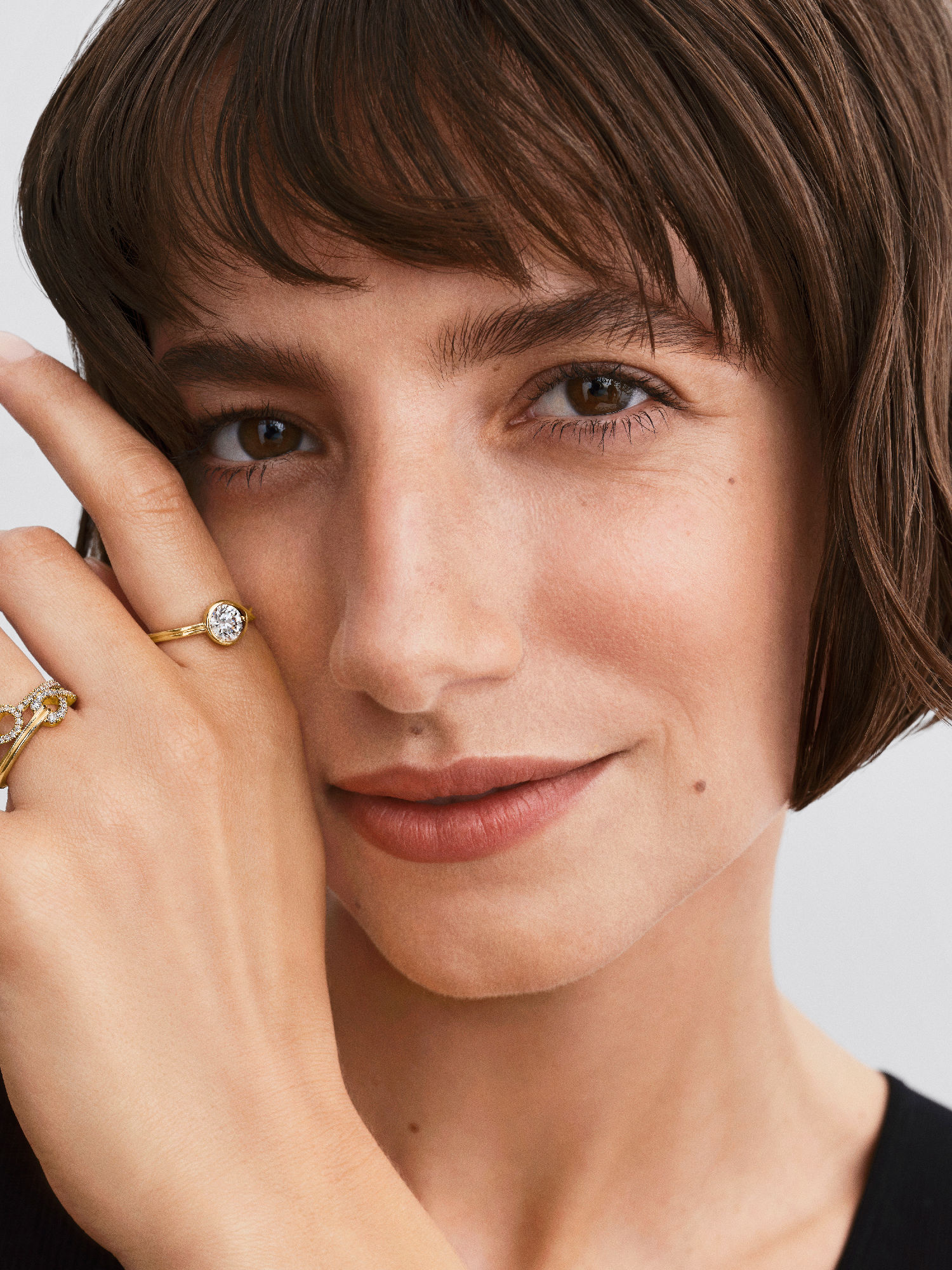 Bague à double rangée pavée de diamants cultivés en laboratoire Pandora Infinite