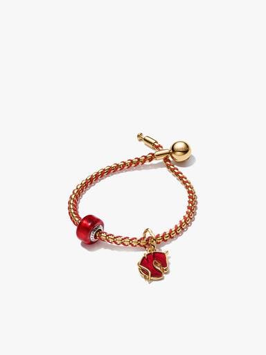 Ensemble de bracelet Cheval de feu et verre de Murano rouge