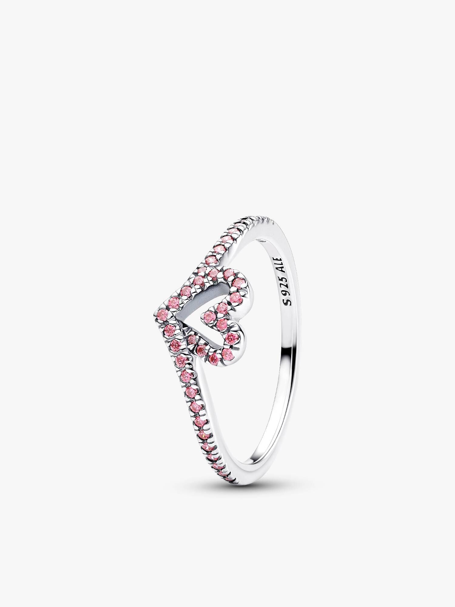 Sparkling Wishbone Pink Heart Ring