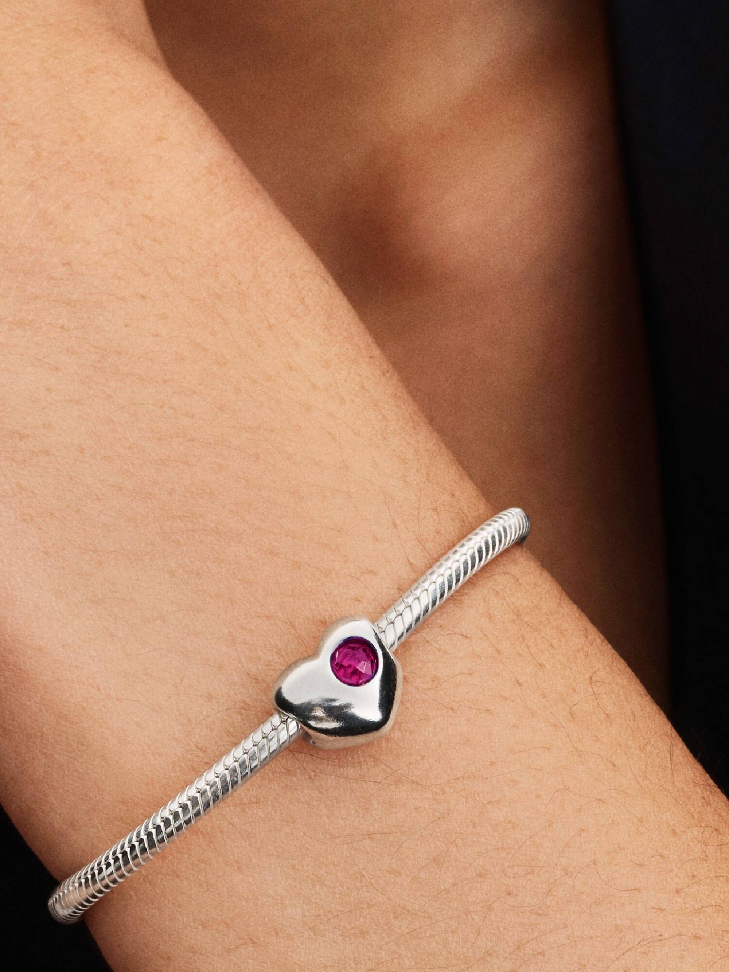 Engravable July True Red Stone Heart Charm