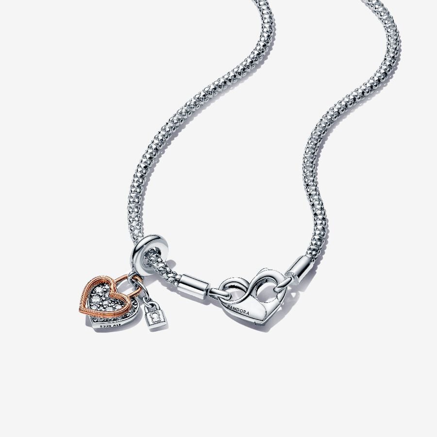 Ensemble de collier à chaîne cloutée et de pendentif en forme de cœur Pandora Moments image number 0