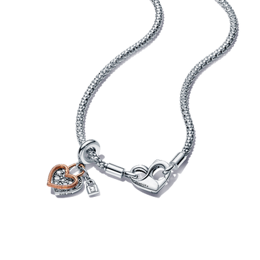 Ensemble de collier à chaîne cloutée et de pendentif en forme de cœur Pandora Moments