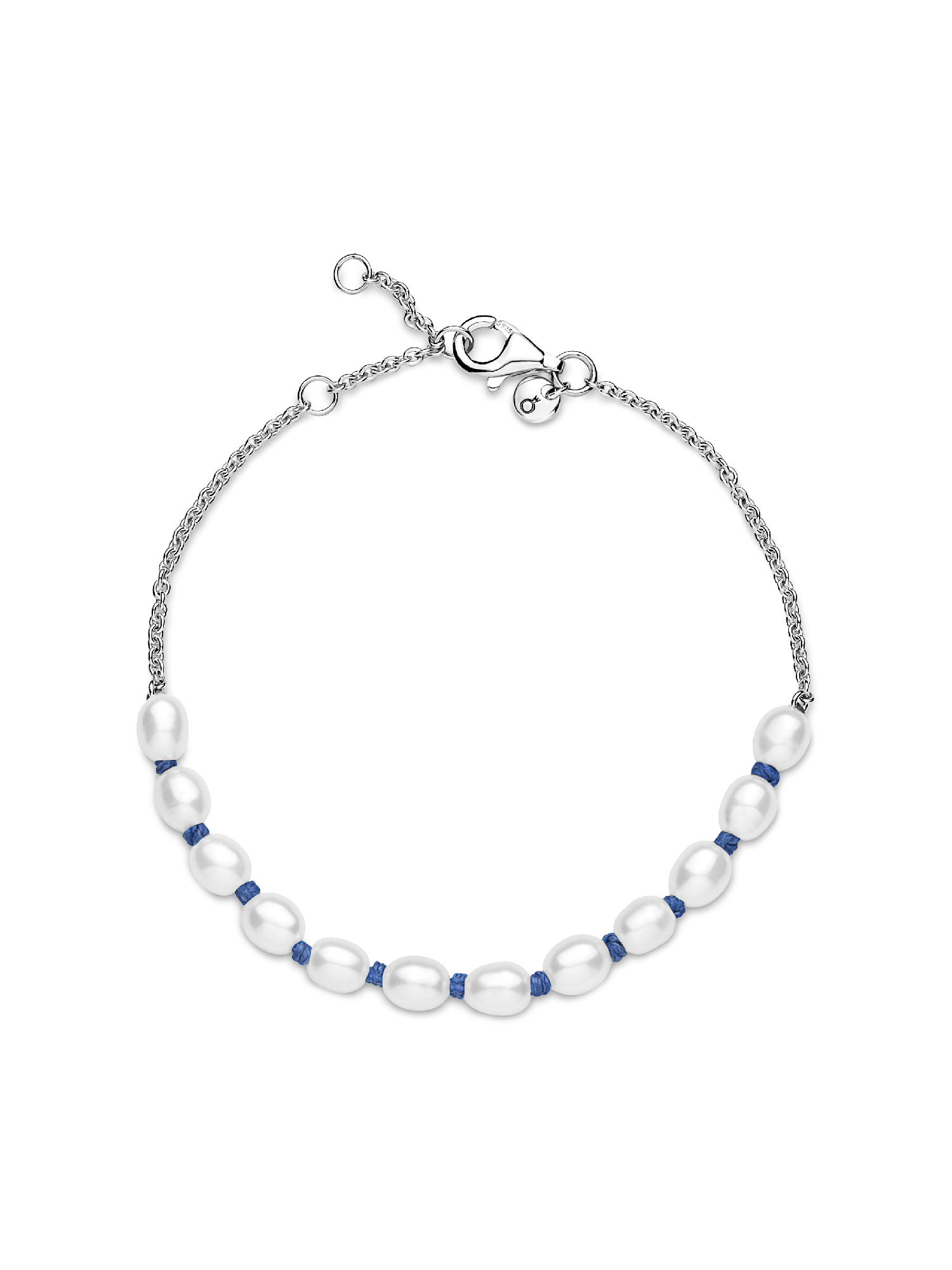 Treated Freshwater Cultured Pearl Blue Cord Chain Bracelet